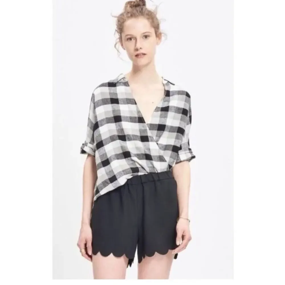 Madewell Scalloped Hem Pull On Shorts Black - Picture 1 of 11